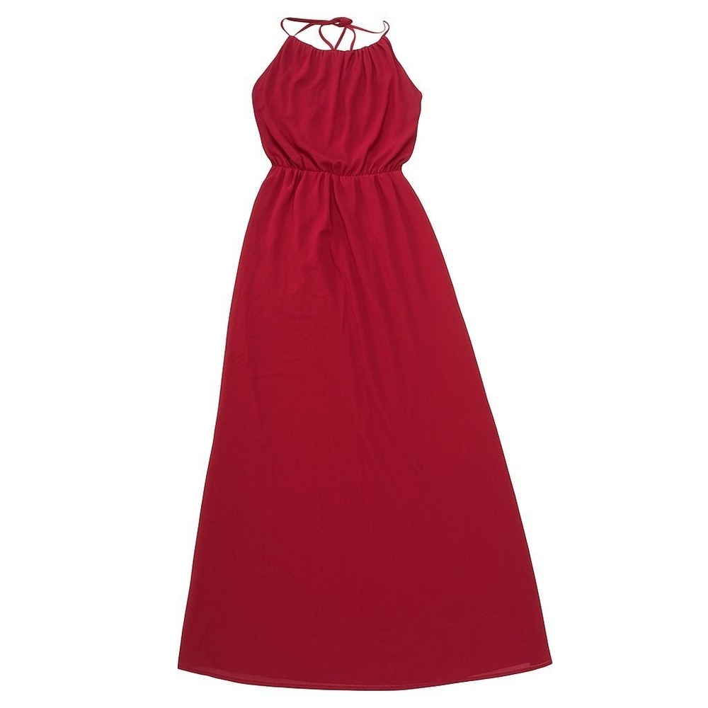 Sweet Storm Halter Neck Maxi Dress #210031 Womens Medium‎ Berry Red Formal Gown